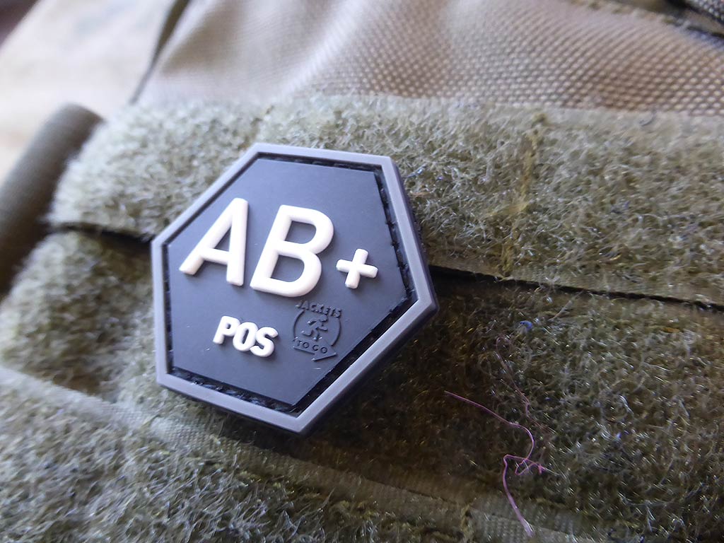 Blutgruppen Patch AB Pos, Hexagon Patch, swat / 3D Rubber Patch - Patch Snatched