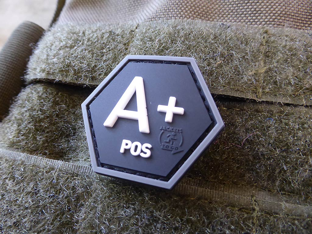 Blutgruppen Patch A Pos, Hexagon Patch, swat / 3D Rubber Patch, HexPatch - Patch Snatched