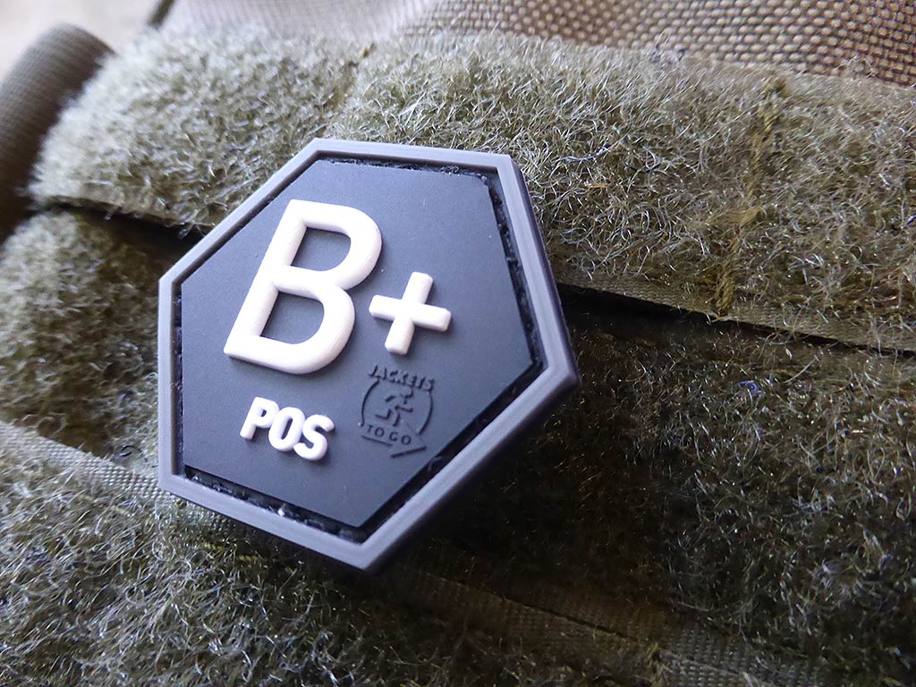 Blutgruppen Patch B Pos, Hexagon Patch, swat / 3D Rubber Patch, HexPatch - Patch Snatched