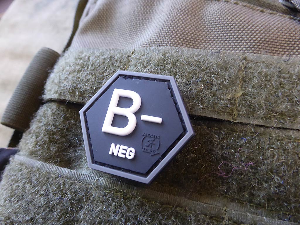 Blutgruppen Patch B Neg, Hexagon Patch swat / 3D Rubber Patch, HexPatch - Patch Snatched