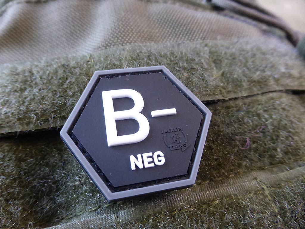 Blutgruppen Patch B Neg, Hexagon Patch swat / 3D Rubber Patch, HexPatch - Patch Snatched