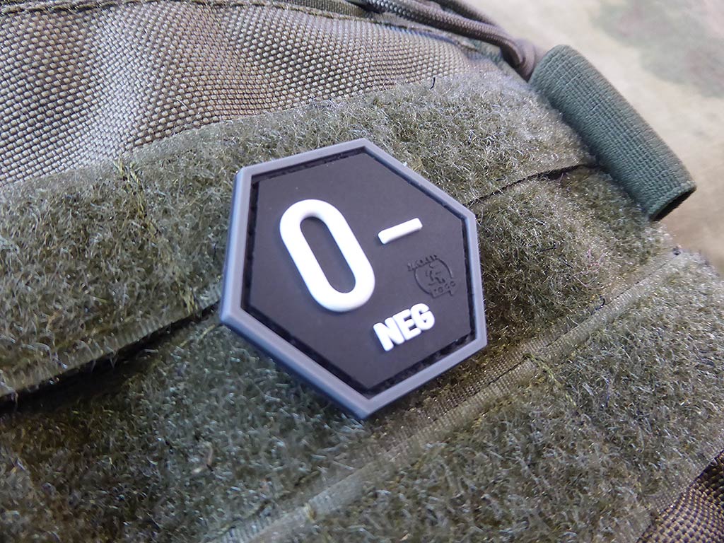 Blutgruppen Patch 0 Neg, Hexagon Patch, swat / 3D Rubber Patch, HexPatch - Patch Snatched