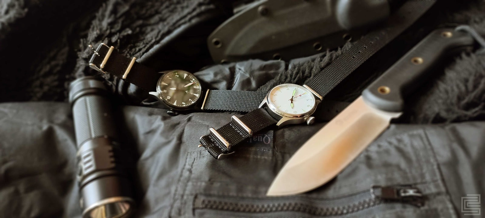 Military watch WHITE "WATCH ONE" by "CS hoch2", classic watch, automatic movement, stainless steel case, 10 ATM, sapphire glass, NATO strap - Patch Snatched