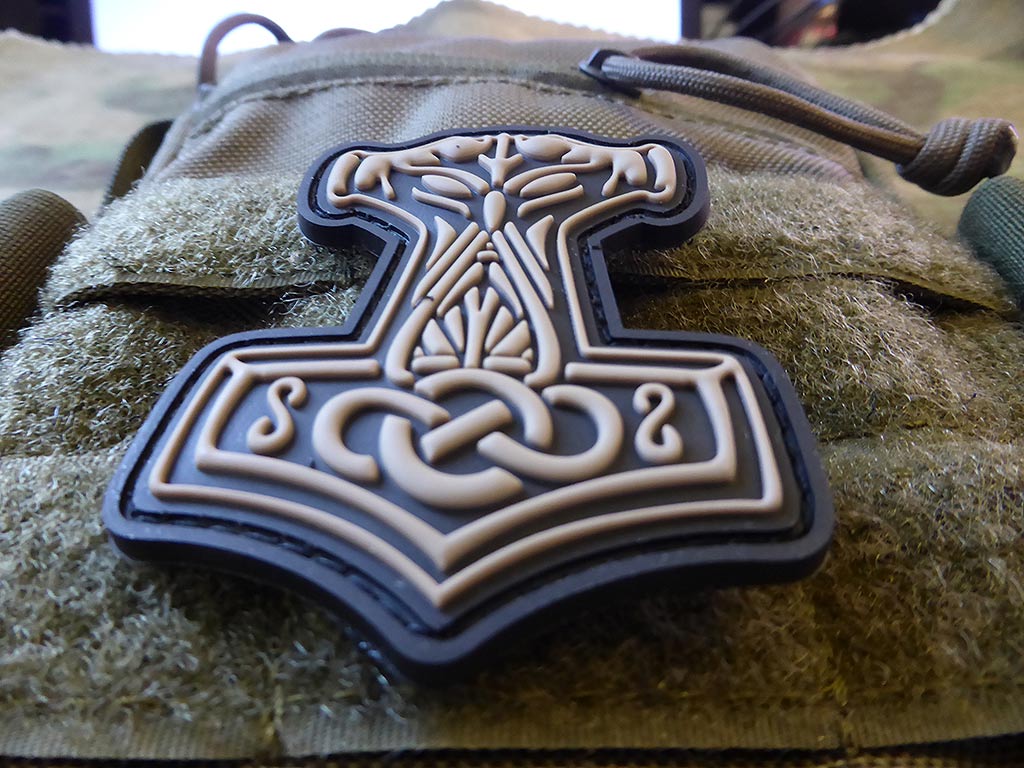 Thors Hammer Mjölnir Patch, tan / 3D Rubber Patch - Patch Snatched
