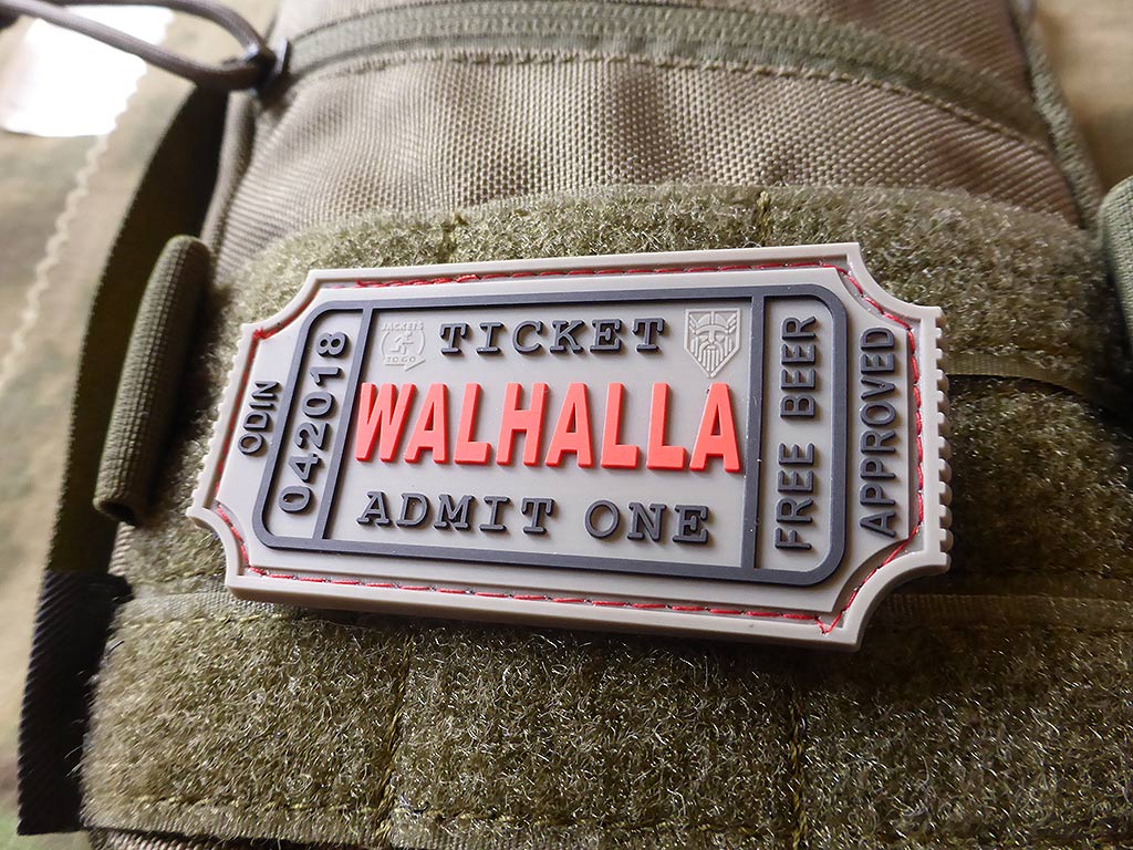 WALHALLA TICKET - Odin approved Patch, grey / 3D Rubber Patch - Patch Snatched