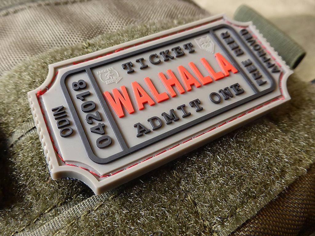WALHALLA TICKET - Odin approved Patch, grey / 3D Rubber Patch - Patch Snatched