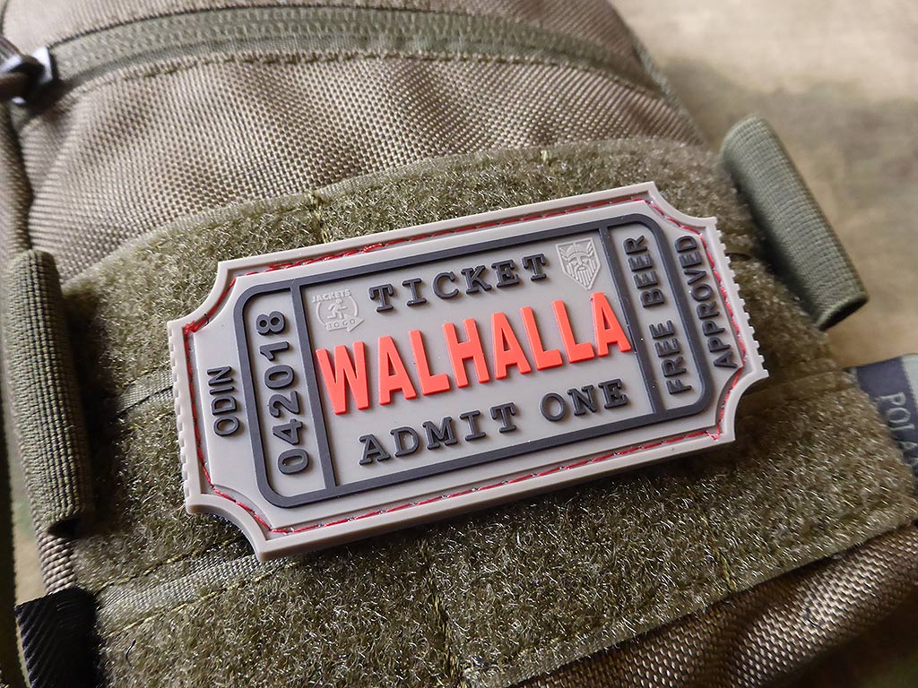 WALHALLA TICKET - Odin approved Patch, grey / 3D Rubber Patch - Patch Snatched