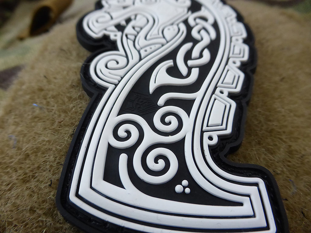 Northman Dragon Ship Head Patch, white / 3D Rubber Patch - Patch Snatched