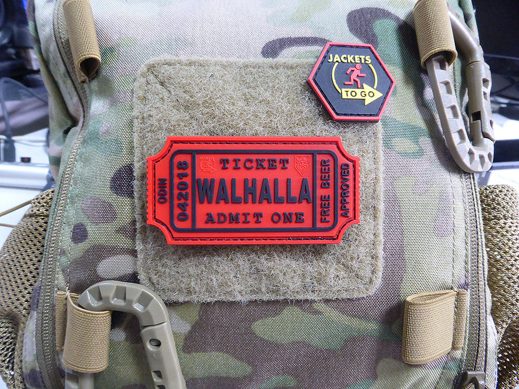 WALHALLA TICKET - Odin approved Patch, red / 3D Rubber Patch - Patch Snatched
