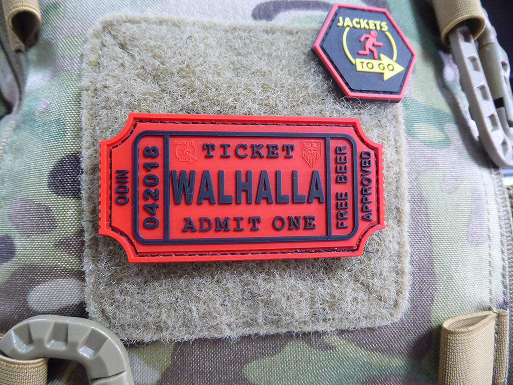 WALHALLA TICKET - Odin approved Patch, red / 3D Rubber Patch - Patch Snatched