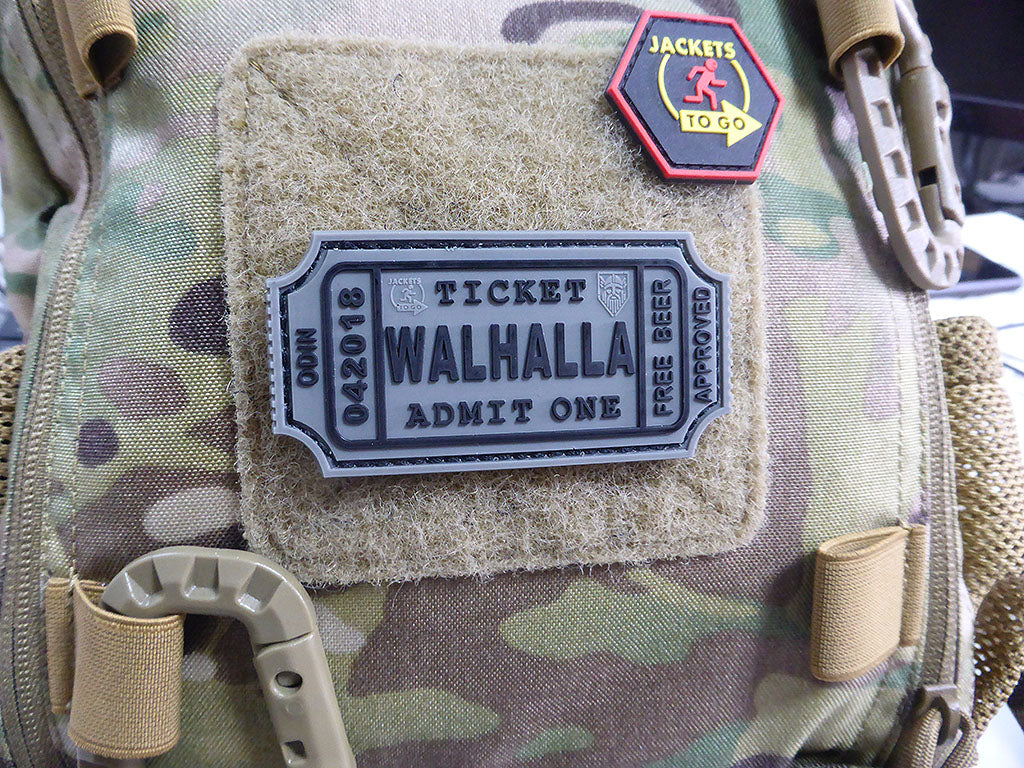 WALHALLA TICKET - Odin approved Patch, steingrau oliv / 3D Rubber Patch - Patch Snatched