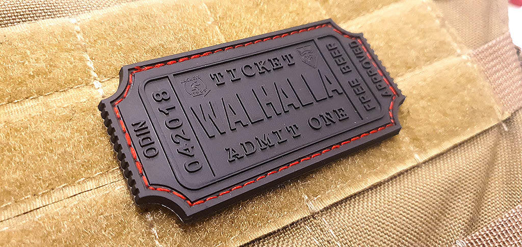 WALHALLA TICKET - Odin approved Patch, midnightblack / 3D Rubber Patch - Patch Snatched