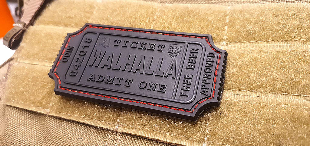 WALHALLA TICKET - Odin approved Patch, midnightblack / 3D Rubber Patch - Patch Snatched