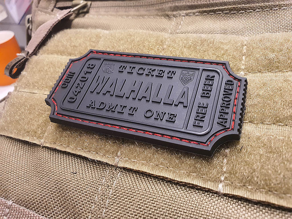 WALHALLA TICKET - Odin approved Patch, midnightblack / 3D Rubber Patch - Patch Snatched