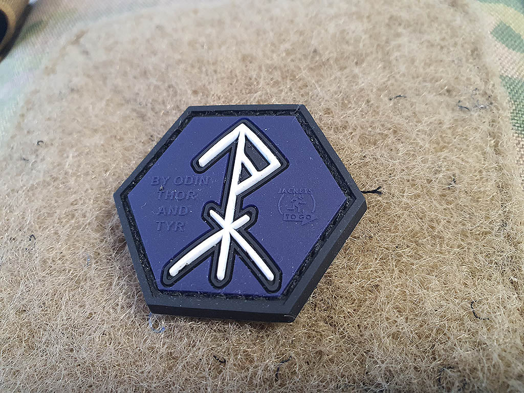 Schutzrunen Patch, Protected by Odin, Thor, Tyr, Hexagon Patch, 3D Rubber Patch - Patch Snatched