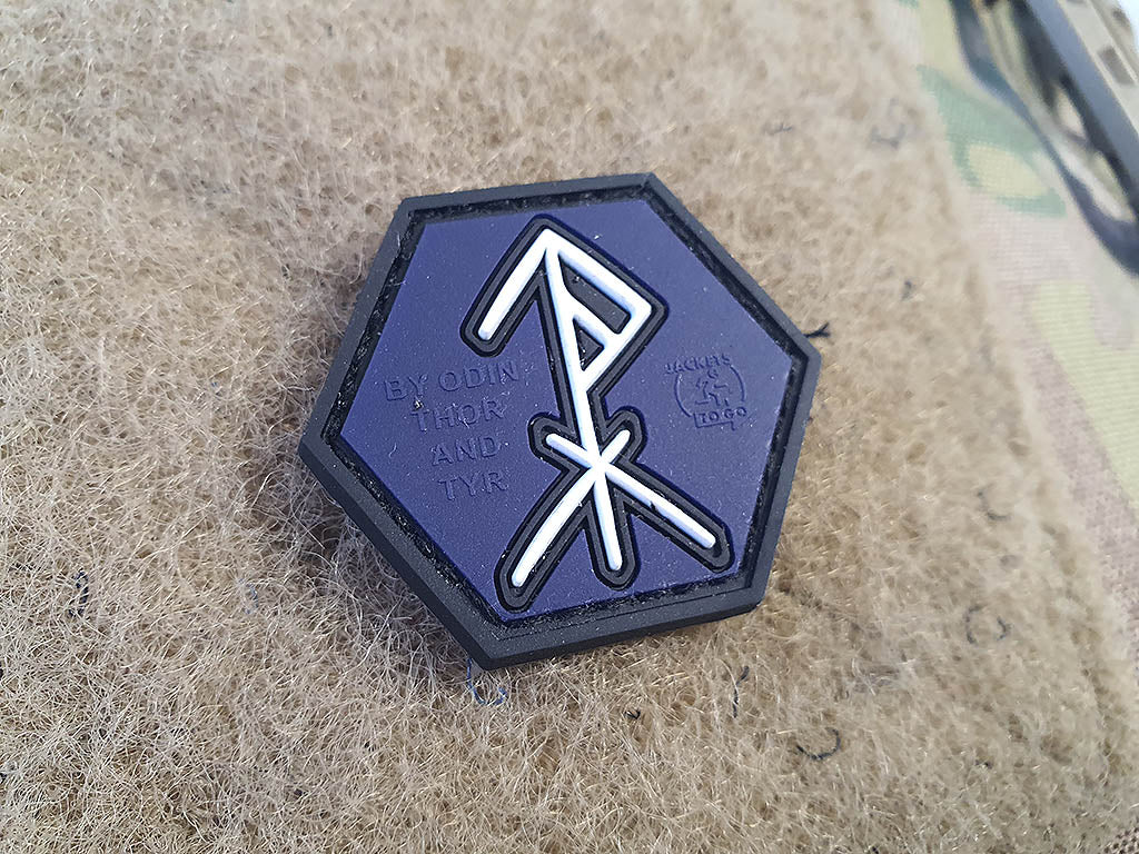 Schutzrunen Patch, Protected by Odin, Thor, Tyr, Hexagon Patch, 3D Rubber Patch - Patch Snatched