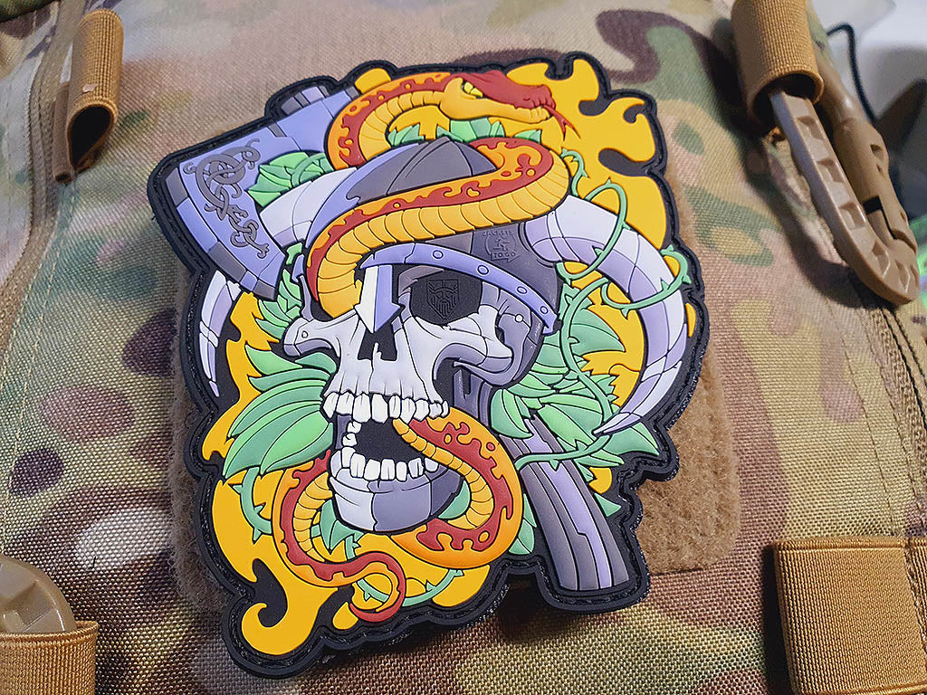 Viking Skull Head Collector Patch, fullcolor, 3D Rubber Patch - Patch Snatched