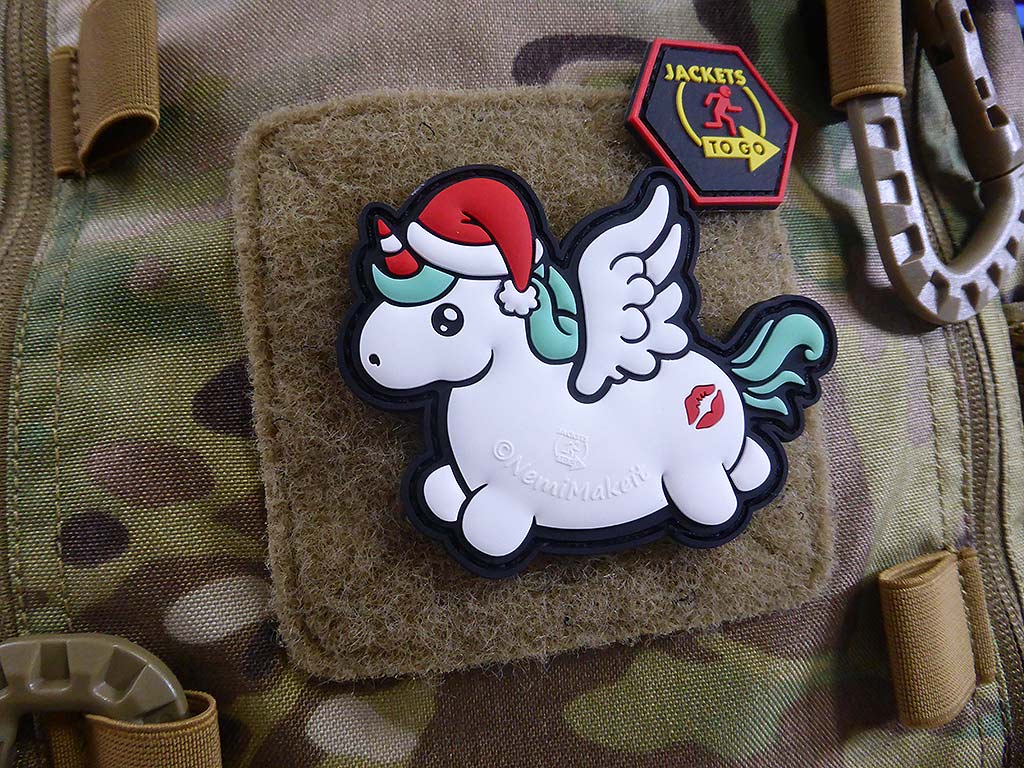CHRISTMAS UNICORN / MERRY KISSMYASS Patch, fullcolor / 3D Rubber Patch - Patch Snatched