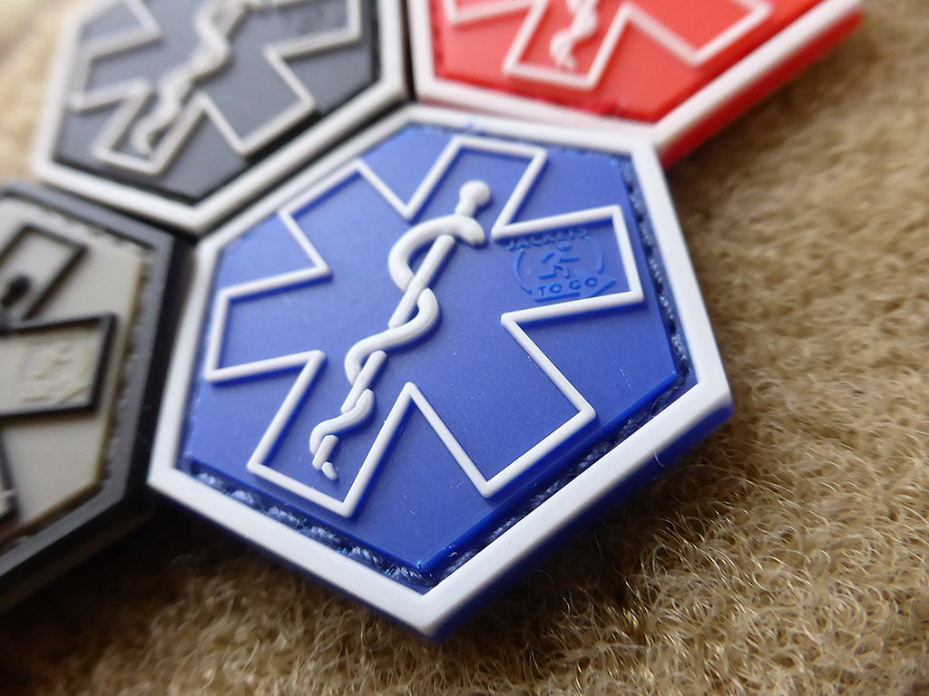 PARAMEDIC, blau Hexagon Patch / 3D Rubber Patch, HexPatch - Patch Snatched