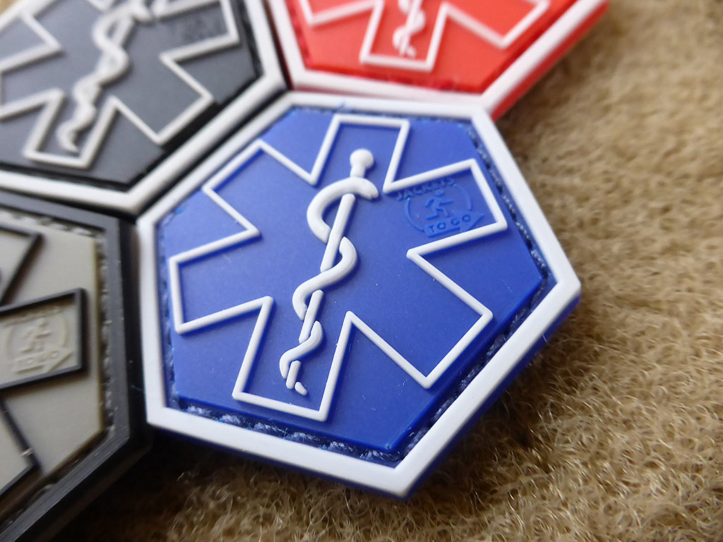 PARAMEDIC, blau Hexagon Patch / 3D Rubber Patch, HexPatch - Patch Snatched