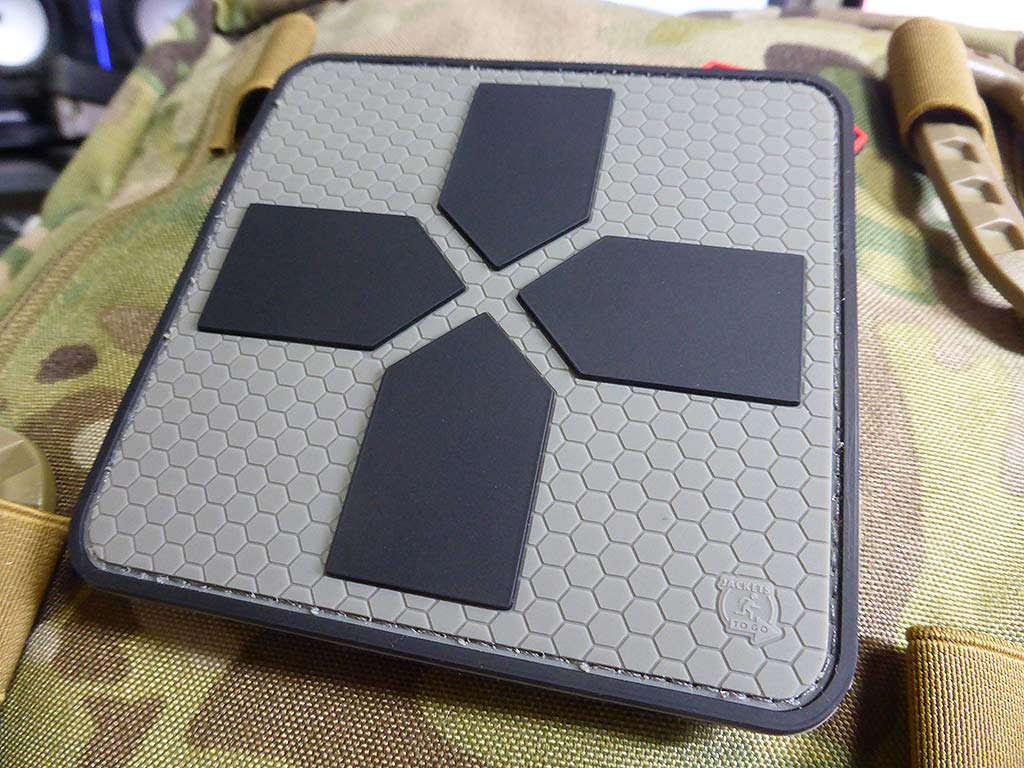 Big RedCross Medic Patch, 100mm, steingrau olive / 3D Rubber Patch - Patch Snatched