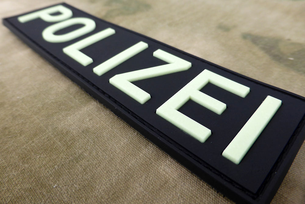 Polizei Schriftzug Patch, Glow in the Dark / 3D Rubber Patch - Patch Snatched