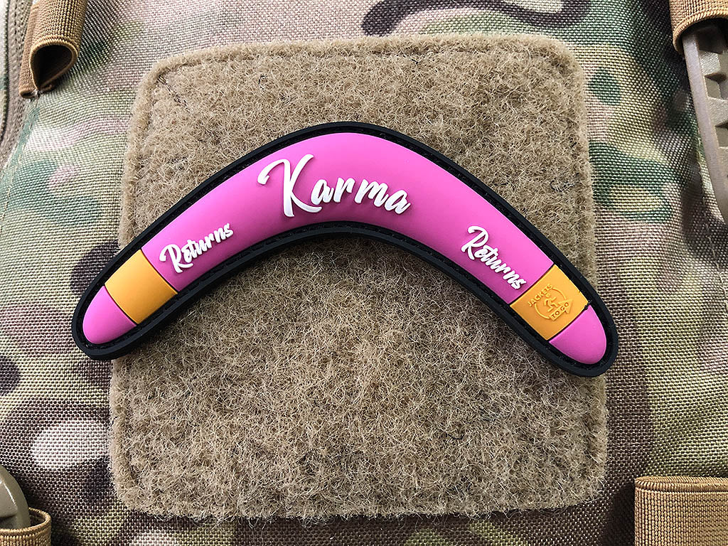 Karma Returns Boomerang Patch, pink / 3D Rubber - Patch Snatched