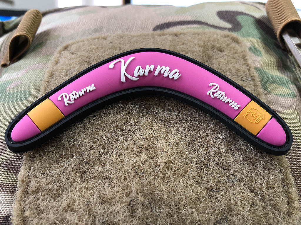 Karma Returns Boomerang Patch, pink / 3D Rubber - Patch Snatched