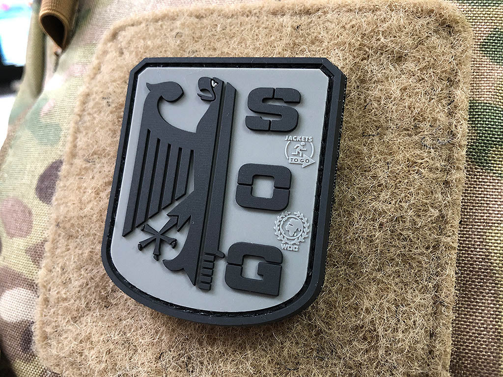 SOG Patch, steingrau-olive / 3D Rubber Patch - Patch Snatched