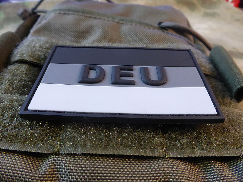 Deutschlandflagge - Patch mit DEU, Grau / 3D Rubber Patch - Patch Snatched