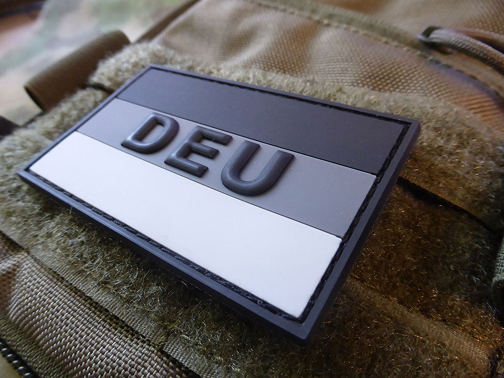 Deutschlandflagge - Patch mit DEU, Grau / 3D Rubber Patch - Patch Snatched