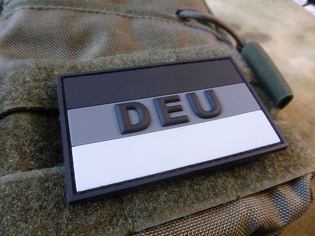 Deutschlandflagge - Patch mit DEU, Grau / 3D Rubber Patch - Patch Snatched