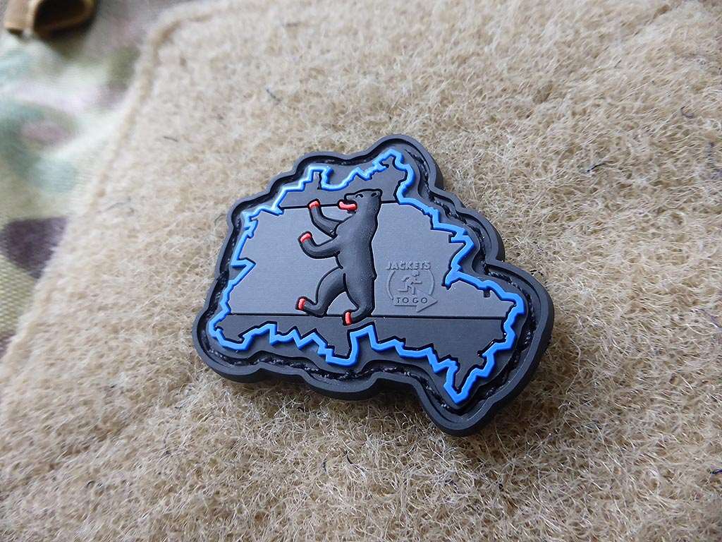 Berliner Bär Flaggen Patch, blackops, - Thin Blue Line - / 3D Rubber patch