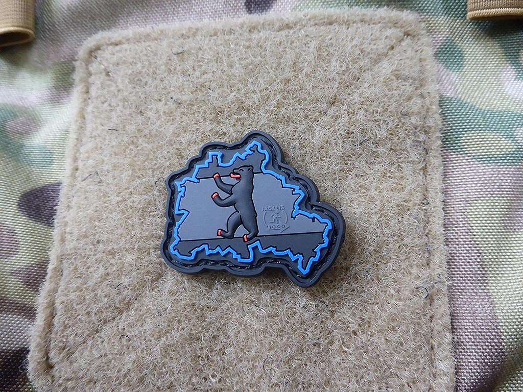 Berliner Bär Flaggen Patch, blackops, - Thin Blue Line - / 3D Rubber patch