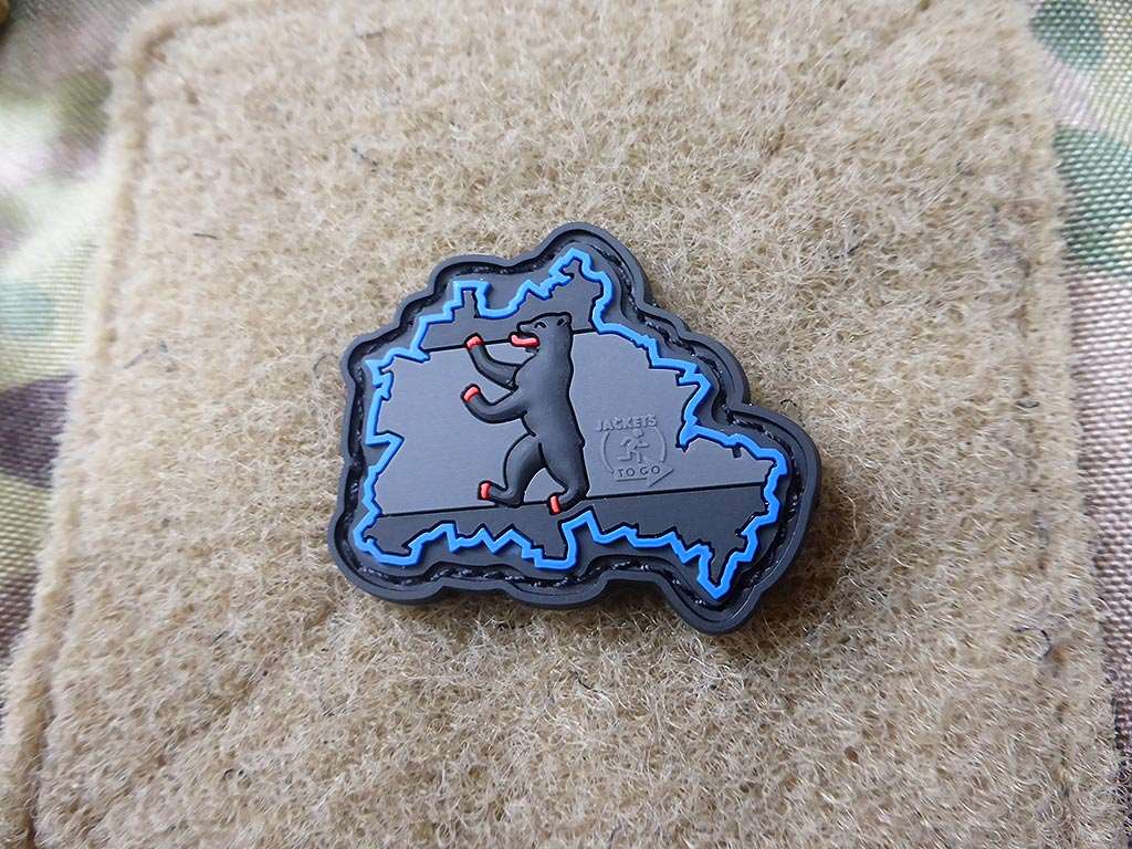 Berliner Bär Flaggen Patch, blackops, - Thin Blue Line - / 3D Rubber patch