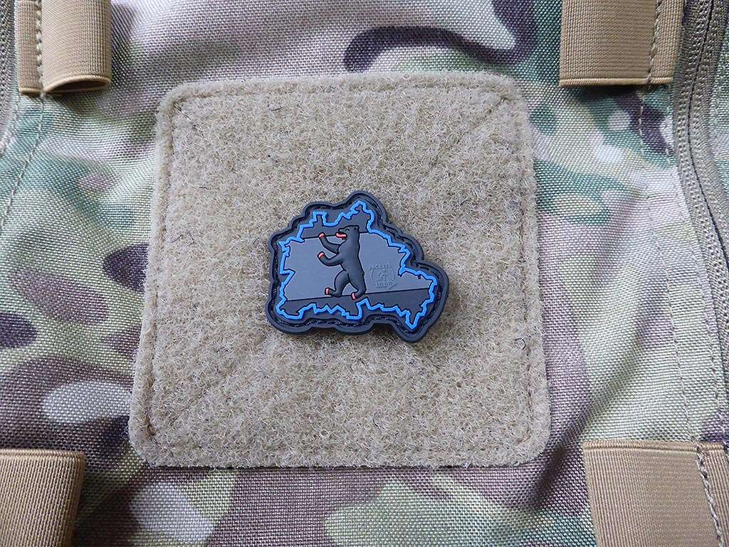 Berliner Bär Flaggen Patch, blackops, - Thin Blue Line - / 3D Rubber patch