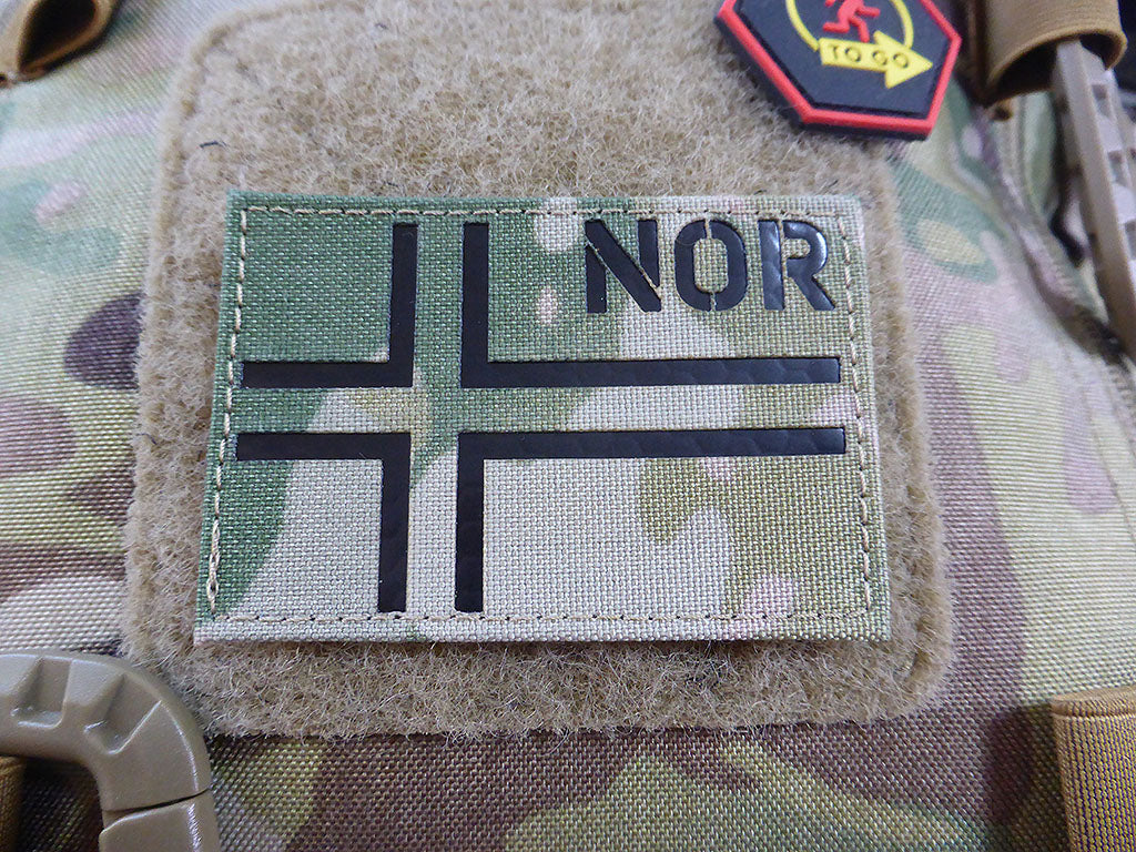 Norwegenflagge - IR / Infrarot Patch mit NOR Länderkennung - Cordura Lasercut, multicam, MILSPEC IR TAB, custom made - Patch Snatched