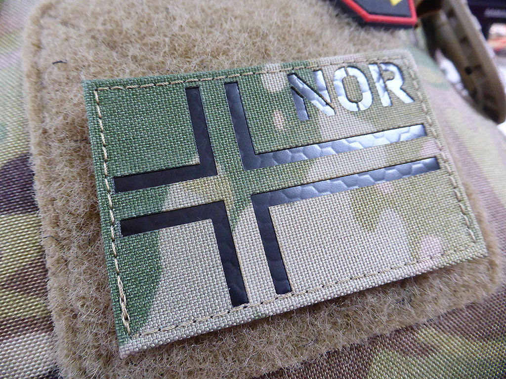 Norwegenflagge - IR / Infrarot Patch mit NOR Länderkennung - Cordura Lasercut, multicam, MILSPEC IR TAB, custom made - Patch Snatched
