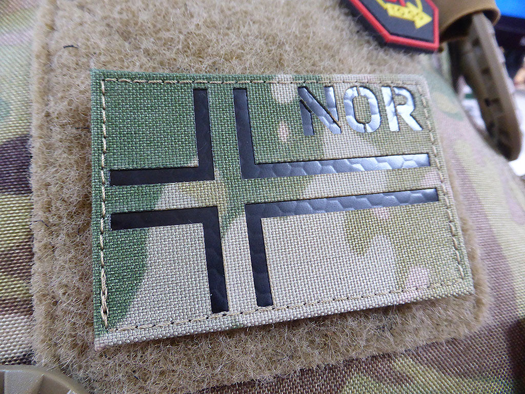 Norwegenflagge - IR / Infrarot Patch mit NOR Länderkennung - Cordura Lasercut, multicam, MILSPEC IR TAB, custom made - Patch Snatched