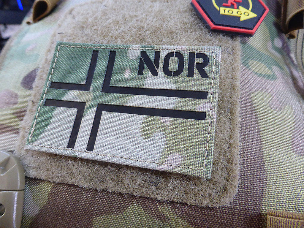 Norwegenflagge - IR / Infrarot Patch mit NOR Länderkennung - Cordura Lasercut, multicam, MILSPEC IR TAB, custom made - Patch Snatched