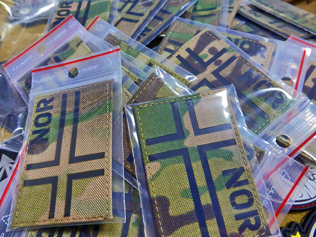 Norwegenflagge - IR / Infrarot Patch mit NOR Länderkennung - Cordura Lasercut, multicam, MILSPEC IR TAB, custom made - Patch Snatched