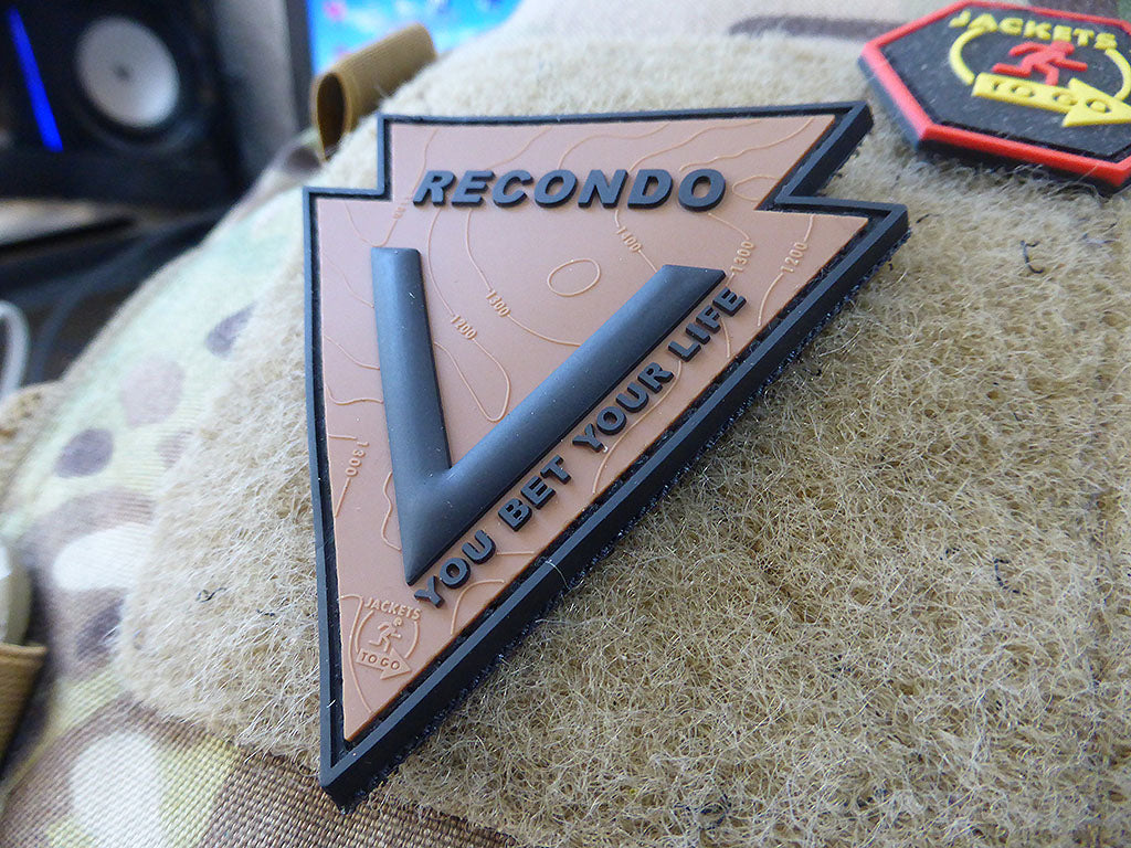 RECONDO, YOU BET YOUR LIFE Patch, coyote brown black / 3D Rubber Patch - Patch Snatched