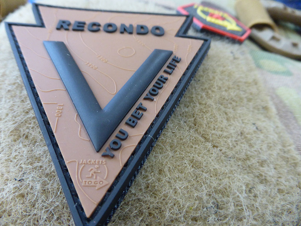 RECONDO, YOU BET YOUR LIFE Patch, coyote brown black / 3D Rubber Patch - Patch Snatched