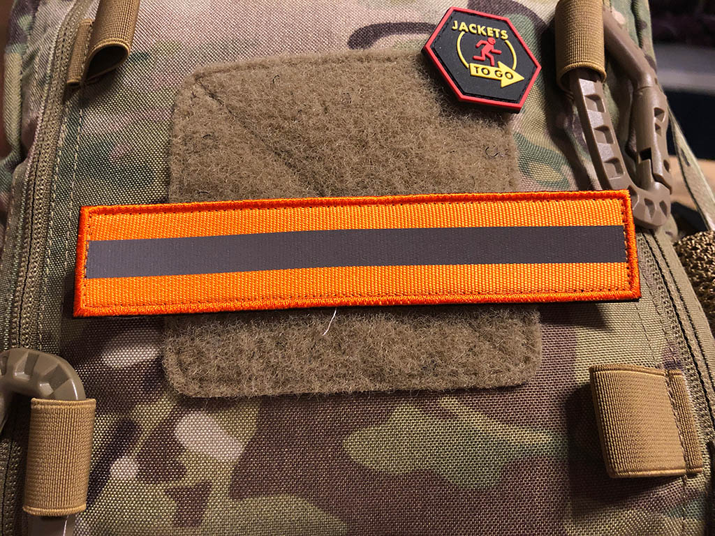 Reflektorpatch, SignalOrange 150 x 30mm, mit Klettrückseite - Patch Snatched