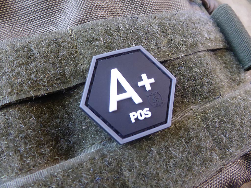 Blutgruppen Patch A Pos, Hexagon Patch, swat / 3D Rubber Patch, HexPatch - Patch Snatched