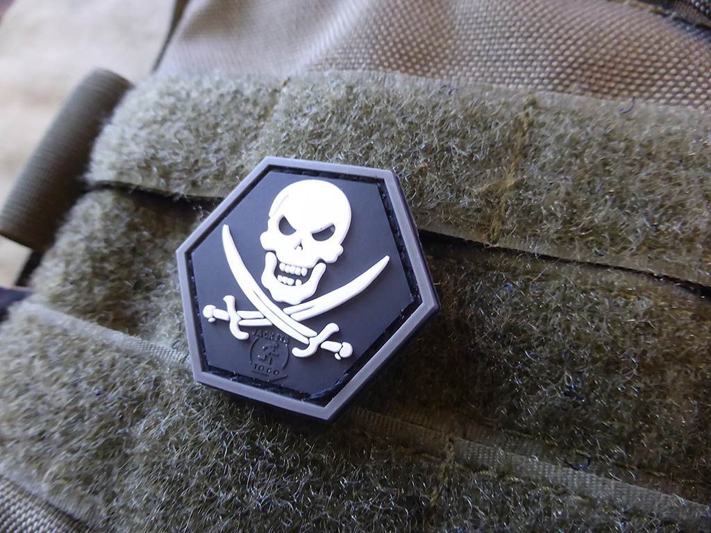 NoFear Pirate Hexagon Patch, swat / 3D Rubber Patch, HexPatch - Patch Snatched