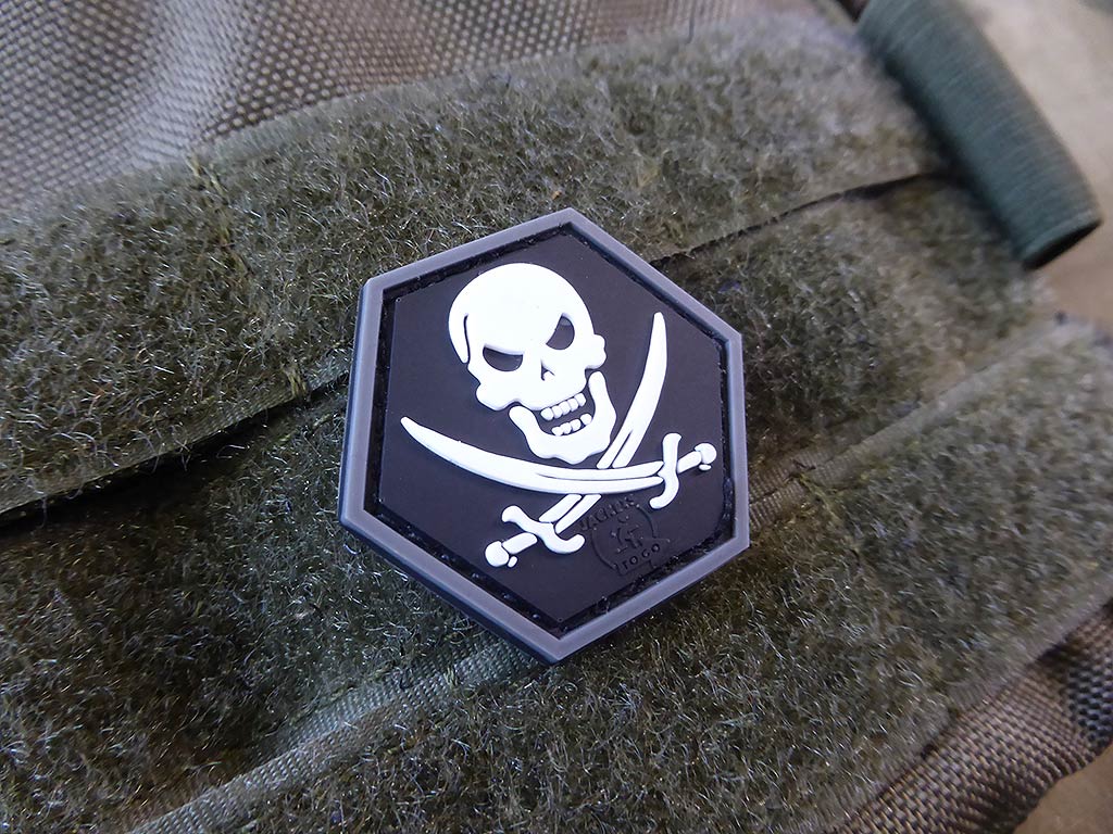 NoFear Pirate Hexagon Patch, swat / 3D Rubber Patch, HexPatch - Patch Snatched