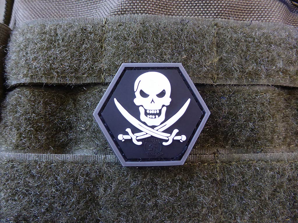 NoFear Pirate Hexagon Patch, swat / 3D Rubber Patch, HexPatch - Patch Snatched