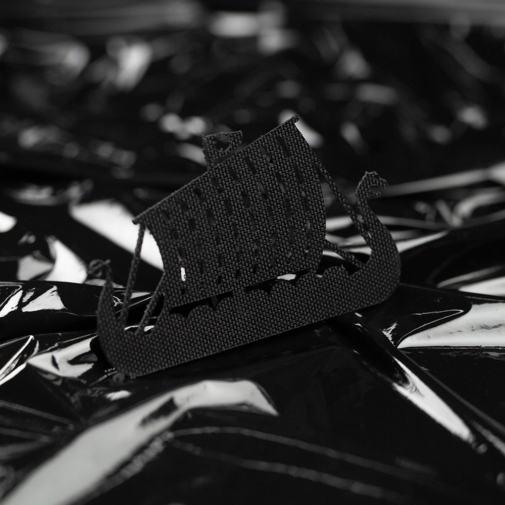 Drakkar Dragon Ship Lasercut Patch, black, Cordura Lasercut - Patch Snatched