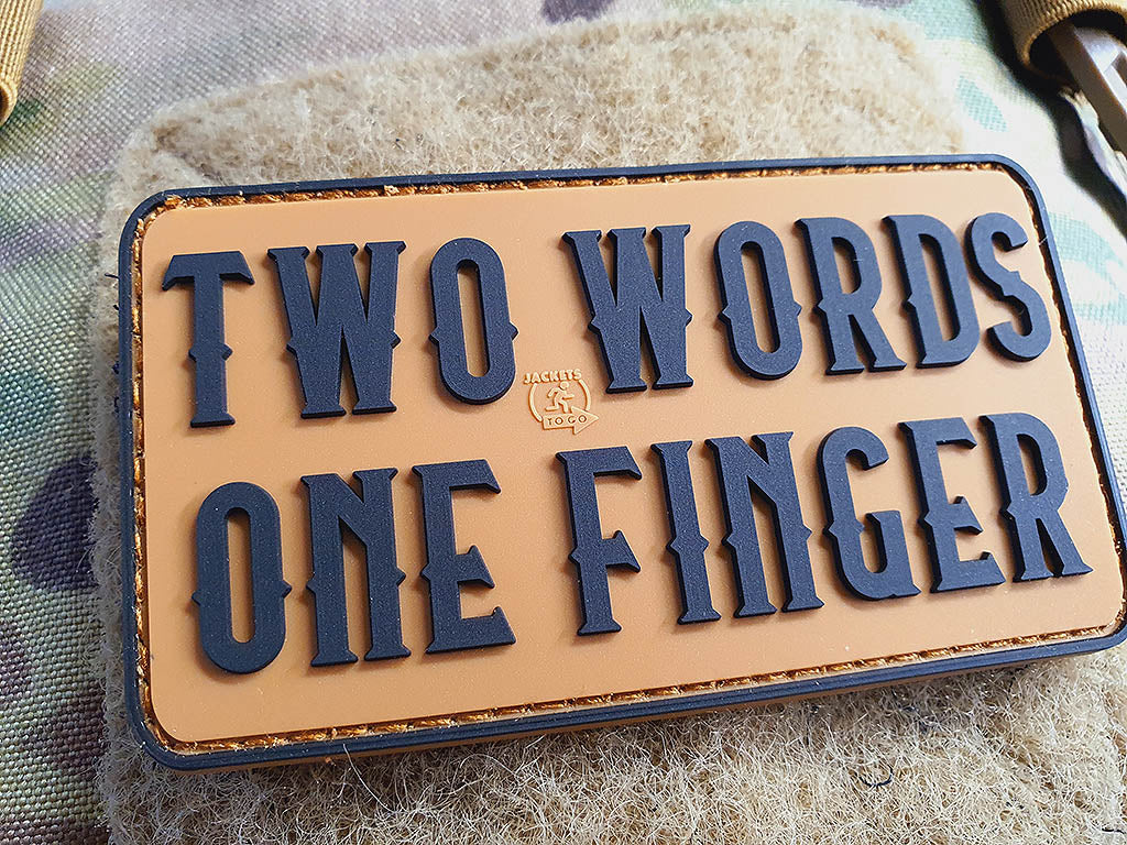 Two Words One Finger Patch, Coyote Brown / 3D Rubber Patch - Patch Snatched